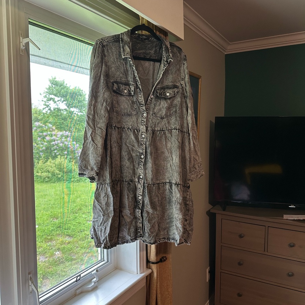 Velvet Heart Charcoal Button-Up Shirt Dress